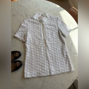 Tory Burch White Lace Short Sleeve Blouse